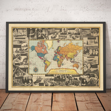 Mappa del Mondo della Seconda Guerra Mondiale, 1939 - Antichi Eventi Storici - Hitler che invade la Polonia, Alleati che dichiarano la Seconda Guerra Mondiale, Papa che muore 