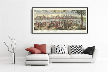 Mapa antiguo de Estambul (Constantinopla) 1720 por Wolff - Arquitectura otomana y bizantina - Palacio Topkapi, Santa Sofía, Mezquitas