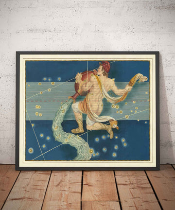 Alter Sternenkarte des Wassermanns, 1603 von Johann Bayer - Tierkreis Astrologie-Diagramm - Das Wassermann-Horoskopzeichen 