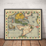 Mappa dell'America del Nord e del Sud, 1544 di Munster - Primo Atlante Stampato delle Americhe - USA, Messico, Pre-Colonizzazione 