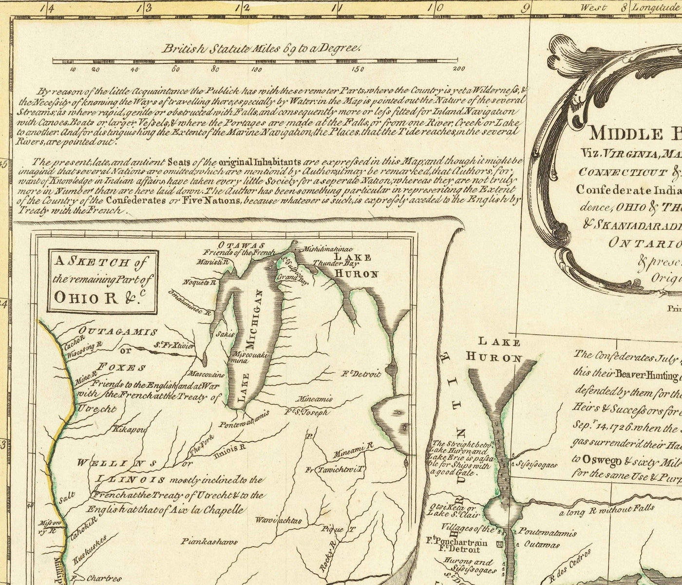 Antiguo mapa de las colonias británicas en América de 1755 de Evans & Bowles - Asentamientos europeos y nativos, Estados Unidos antes de la independencia