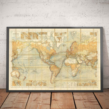 Mappa del Mondo delle Vie Marittime Antiche, 1873 di Berghaus - Grande Carta dell&