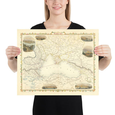Alte Karte des Schwarzen Meeres, 1854 - Krimkrieg, Russland, Ukraine, Europa, Osmanisches Reich, Türkei, Balkan, Griechenland