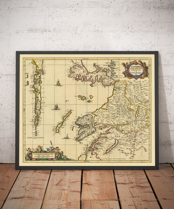 Antica mappa delle Ebridi interne ed esterne, Mull e Skye, 1690 - Lochaber, Uist, Harris, Barra, Isole, Laghi 