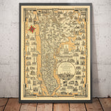 Old Pictorial Map of Manhattan & The Bronx, 1939 by E. Chase - Landmarks, Skyscrapers, Hudson River