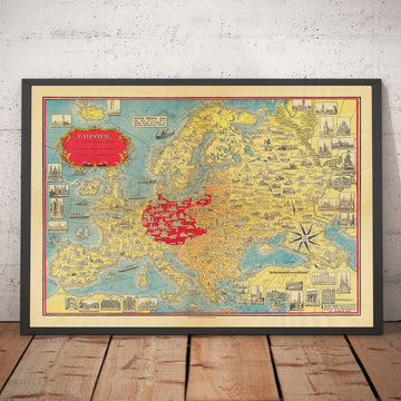 Mapa de la Segunda Guerra Mundial, 1939 por Ernest Dudley Chase - El sueño de expansión de Hitler - Territorio de la Alemania nazi