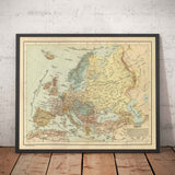 Alte arabische Karte von Europa von Hafız Ali Eşref, 1893 - UK, Frankreich, Deutschland, Spanien, Osmanisches Reich, Türkei, Russland 