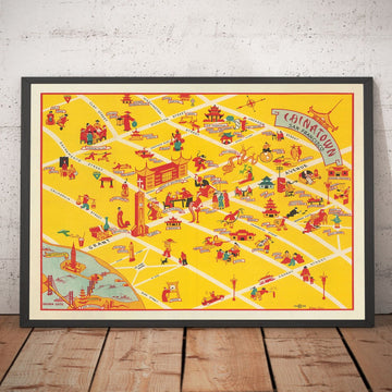 Mapa antiguo de Chinatown en San Francisco, 1939 - Grant Avenue, Stockton, Clay, Washington Street, St. Mary&