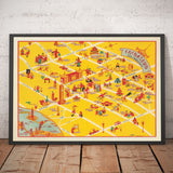 Mappa antica di Chinatown a San Francisco, 1939 - Grant Avenue, Stockton, Clay, Washington Street, St. Mary's Square 