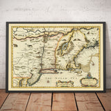 Antiguo mapa de Nueva York y Nueva Inglaterra, 1676 por John Speed - Costa Este de EEUU, Nueva Jersey, Massachusetts, Colonias Británicas