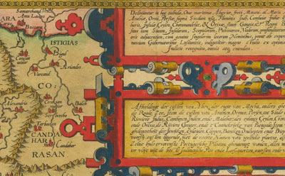 Ancienne carte du Moyen-Orient et de l'Asie, 1596 par Linschoten - Inde, Iran, Afghanistan, Pakistan, Perse, Arabie, Bangladesh