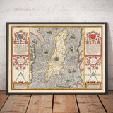 Old Map of Isle of Man, 1611 by John Speed - Douglas, Castletown, Peel, Ramsey