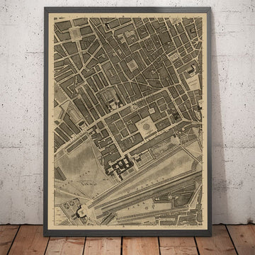 Alte Karte von London, 1746 von John Rocque - B2 - Buckingham Palace, Soho, Westminster, Mayfair, Piccadilly, Green Park, Regent Street 