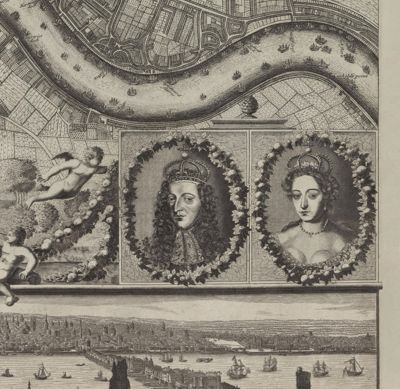 Rare carte ancienne de Londres en 1690 par Joannes de Ram