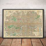 Grande Mappa Antica di Londra di Bacon, 1890 - Rara Carta da Parete Pieghevole dell'Inghilterra Vittoriana 