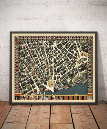 Mappa Antica di Londra West End, 1915 di Max Gill - "Teatro" Mappa della Metropolitana 