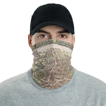 Birmingham Face Mask / Neck Gaiter with vintage map print of Birmingham in 1730