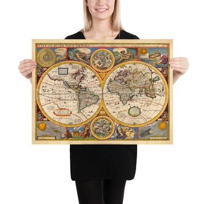 Mapa del viejo mundo desde 1651 por John Speed ​​- Raro color Vintage Wall Art