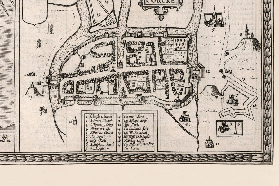 Alte monochrome Karte von Münster, Irland aus dem Jahr 1611 von John Speed - County Cork, Clare, Kerry, Limerick, Tipperary, Waterford, Dingle 