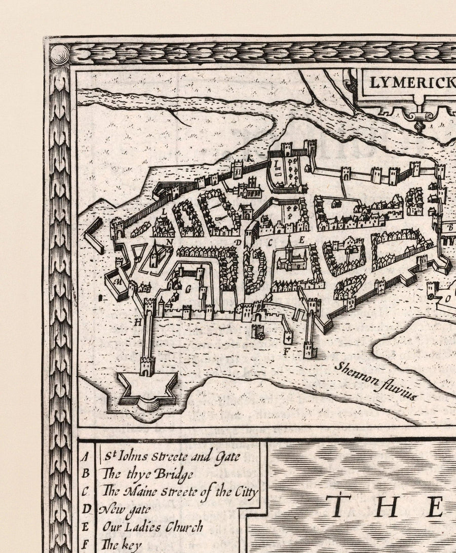 Alte monochrome Karte von Münster, Irland aus dem Jahr 1611 von John Speed - County Cork, Clare, Kerry, Limerick, Tipperary, Waterford, Dingle 
