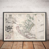 Old Map of North America, 1719 by Herman Moll - USA, Canada, Mexico, Caribbean, Latin, Atlantic, Pacific - The 'Codfish Map'
