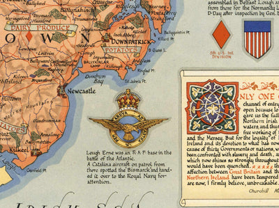 Alte Karte von Nordirland, Ulster von Ernest Clegg, 1947 - Eire, Antrim, Belfast, Londonderry, Lough Neagh, runter