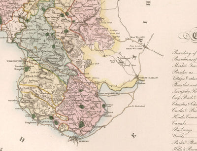 Alte Karte von Oxfordshire, 1829 von Greenwood - Oxford, Banbury, Abingdon, Bicester, Universität