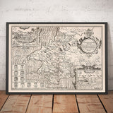 Viejo Mapa monocromo de Pembrokeshire, Gales 1611 John Speed ​​- Haverfordwest, St Davids, FishGuard, Southwest