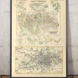 Antica mappa dei porti e dei porti della costa occidentale della Scozia, 1872 di Fullarton - Glasgow, Largs, Portpatrick, Irvine, Ayr 