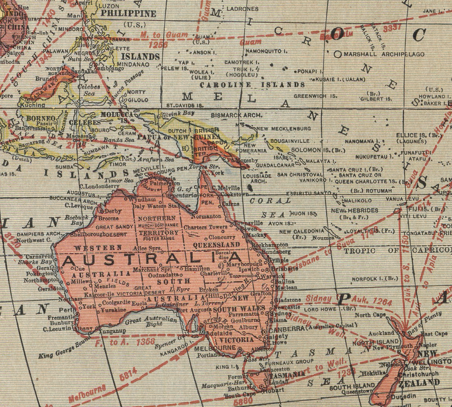 Old Flat Earth Map with World Leaders, 1921 - Shipping Lanes, Stalin, Mussolini, King George, Hoover