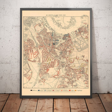 Mappa della povertà di Londra 1898-9, Distretto Sud Orientale, di Charles Booth - New Cross, Blackheath, Nunhead, Deptford - SE8, SE10, SE14 