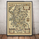 Pratts High Test Plan of Scotland 1931 - Edinburgh, Glasgow, Highlands - Old Vintage Motoring Car Map - Esso, Standard Oil