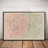 Mapa antiguo de Colonial Rhodesia, 1897 de Edward Stanford - Zimbabwe, Mozambique, Sudáfrica, Harare
