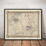 Mappa antica di Londra Ovest e Centrale nel 1746 di John Rocque - Hamersmith, Kensington, Hyde Park, Knightsbridge, Shepherd's Bush, SW3, SW5, SW7, W2, W6, W10, W12, W14, NW8 