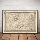 Antiguo mapa del oeste y noroeste de Londres en 1746 por John Rocque - Hampstead, Kingsbury, Neasden, Willesden, West End, NW2, NW3, NW5, NW6, NW8, NW10, W9, W10
