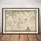 Alte Karte von Süd-London im Jahr 1746 von John Rocque - Peckham, Camberwell, Vauxhall, Dulwich, Lambeth, SW2, SW4, SW8, SW9, SE5, SE15, SE22, SE24 