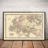 Mappa dell'antico Impero Romano d'Europa, Africa e Asia di Johnson e Browning - Grafico storico dell'Impero Bizantino 
