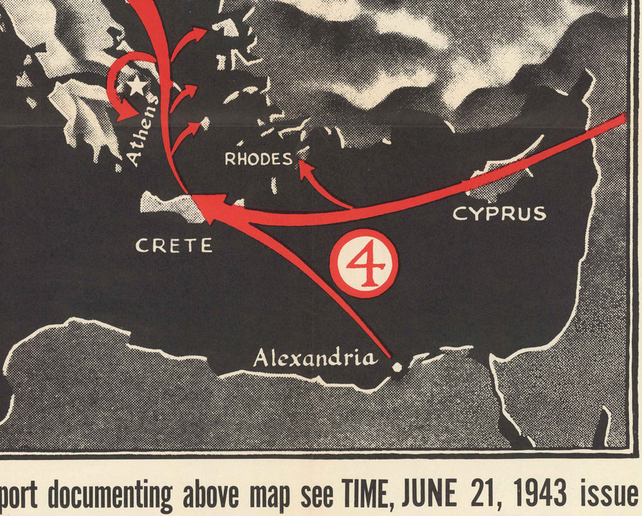 Die Routen nach Berlin, 1943 - Alte Weltkriegs-Karte (mit einem traurigen kleinen Hitler) 