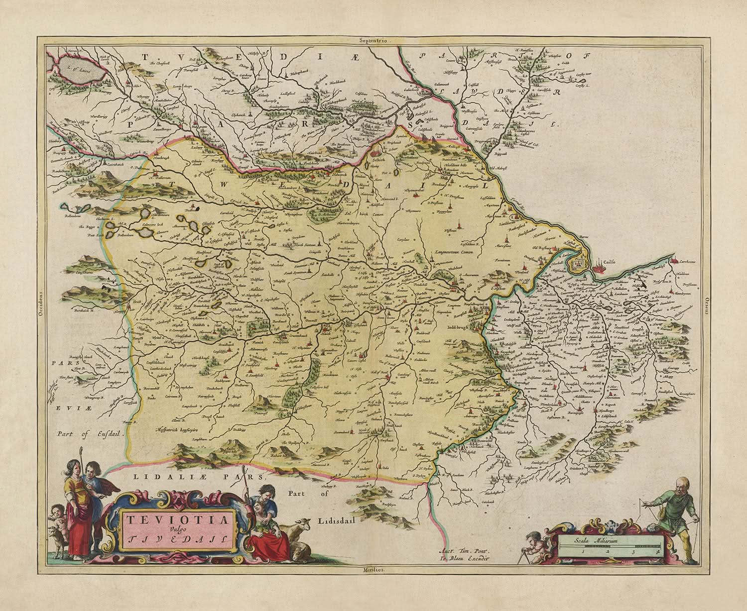Old Roxburgh Old Map of Roxburghshire in 1665 by Joan Blaeu - Roxburgh, Branxholm ...