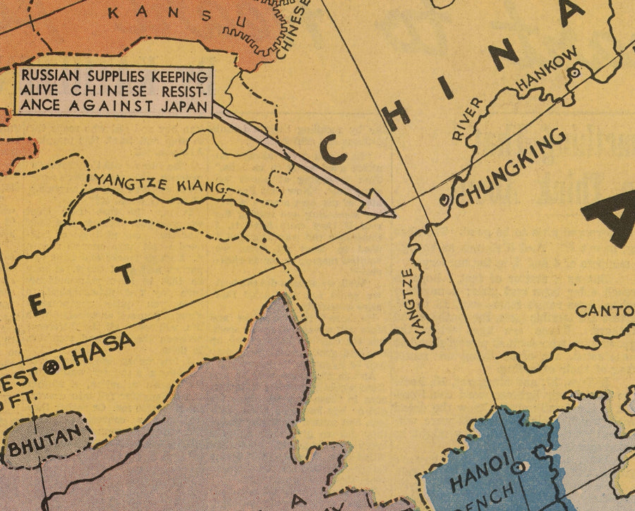 Zweiter Weltkrieg Anti-USSR-Propaganda-Plakat Karte von Europa & Asien - Die sowjetische Spinne sitzt oben auf der Welt 
