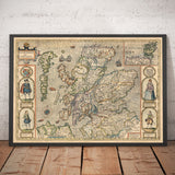 Mappa antica della Scozia nel 1611 di John Speed - Orkney, Shetland, Highlands, Skye, Loch Ness 