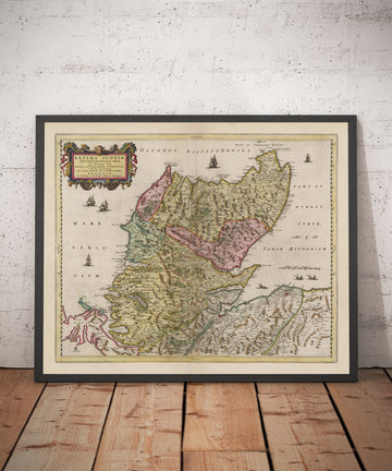 Old Map of the Scottish Highlands, 1665 by Blaeu - Caithness, Sutherland, Ross, Nairn, Inverness, Moray