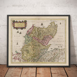 Alte Karte der schottischen Highlands, 1665 von Blaeu - Caithness, Sutherland, Ross, Nairn, Inverness, Moray 