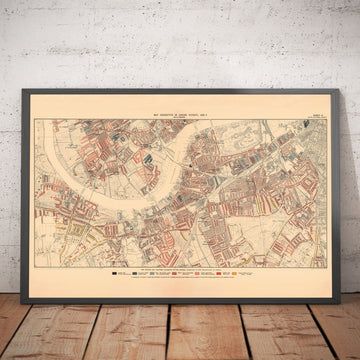 Karte der Londoner Armut 1898-9, Südwestlicher Bezirk, von Charles Booth - Battersea, Clapham, Putney, Wandsworth - SW6, SW15, SW18, SW10, SW11, SW8, SW4 