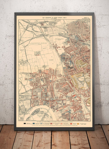 Mappa della povertà di Londra 1898-9, Distretto Occidentale Esterno, di Charles Booth - Notting Hill, Shepherds Bush, Hammersmith, Chelsea - W6, W12, W14, W11, W10, NW10 