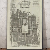 Ancienne carte de Covent Garden, 1720 par Strype Stow - Londres, St Paul's Church, King Street, Strand, West End