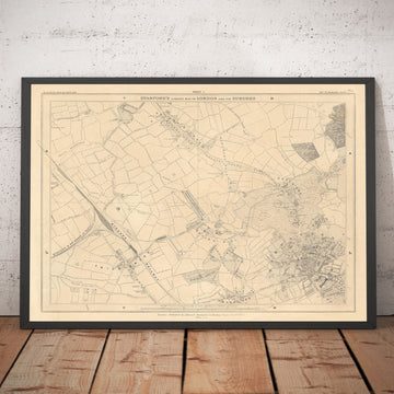 Mappa antica di North London 1862 di Edward Stanford - Hampstead, Cricklewood, Golders Green, Brent - NW2, NW3, NW11, NW4 