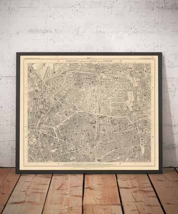 Old Map of London in 1862 by Edward Stanford - Hoxton, Haggerston, Dalston, Hackney, Bethnal Green, Shoreditch - N1, N5, E8, E2, EC1