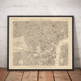 Ancienne carte du centre de Londres par Edward Stanford, 1862 - Mayfair, Street Oxford, Westminster, Knightsbridge, Waterloo - W1, WC1, WC2, SW1, W2