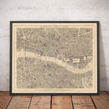 Old Map of City of London by Edward Stanford, 1862 - London Bridge, St Pauls, Liverpool St, Bank, Finsbury, Southwark - EC1, EC2, EC3, EC4, E1, E1W, SE1, SE16